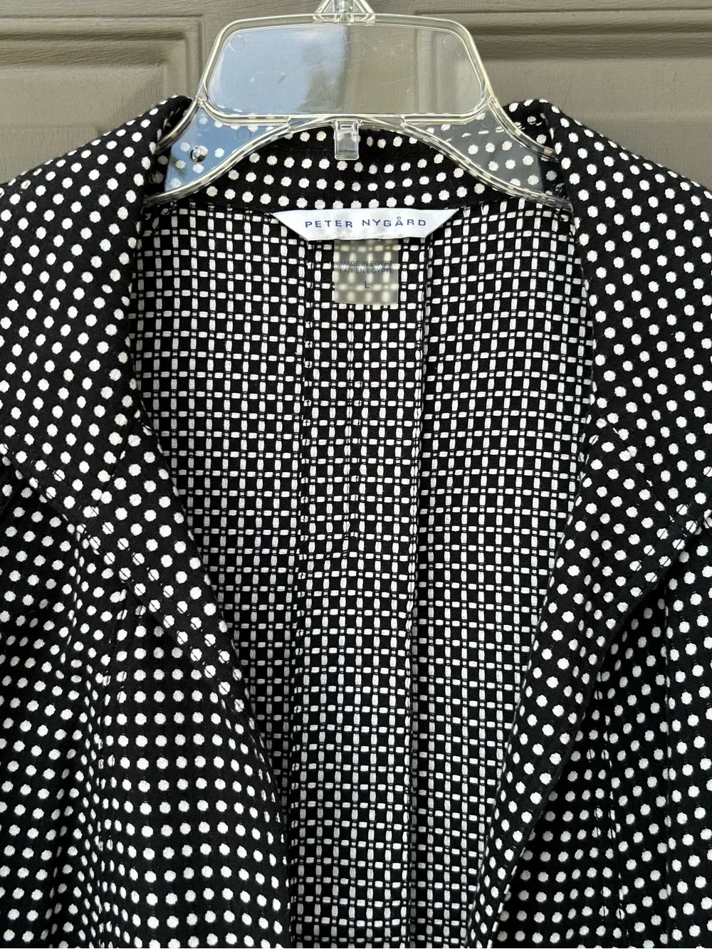 Black and White Polka Dot Open-Front Women's Jacket